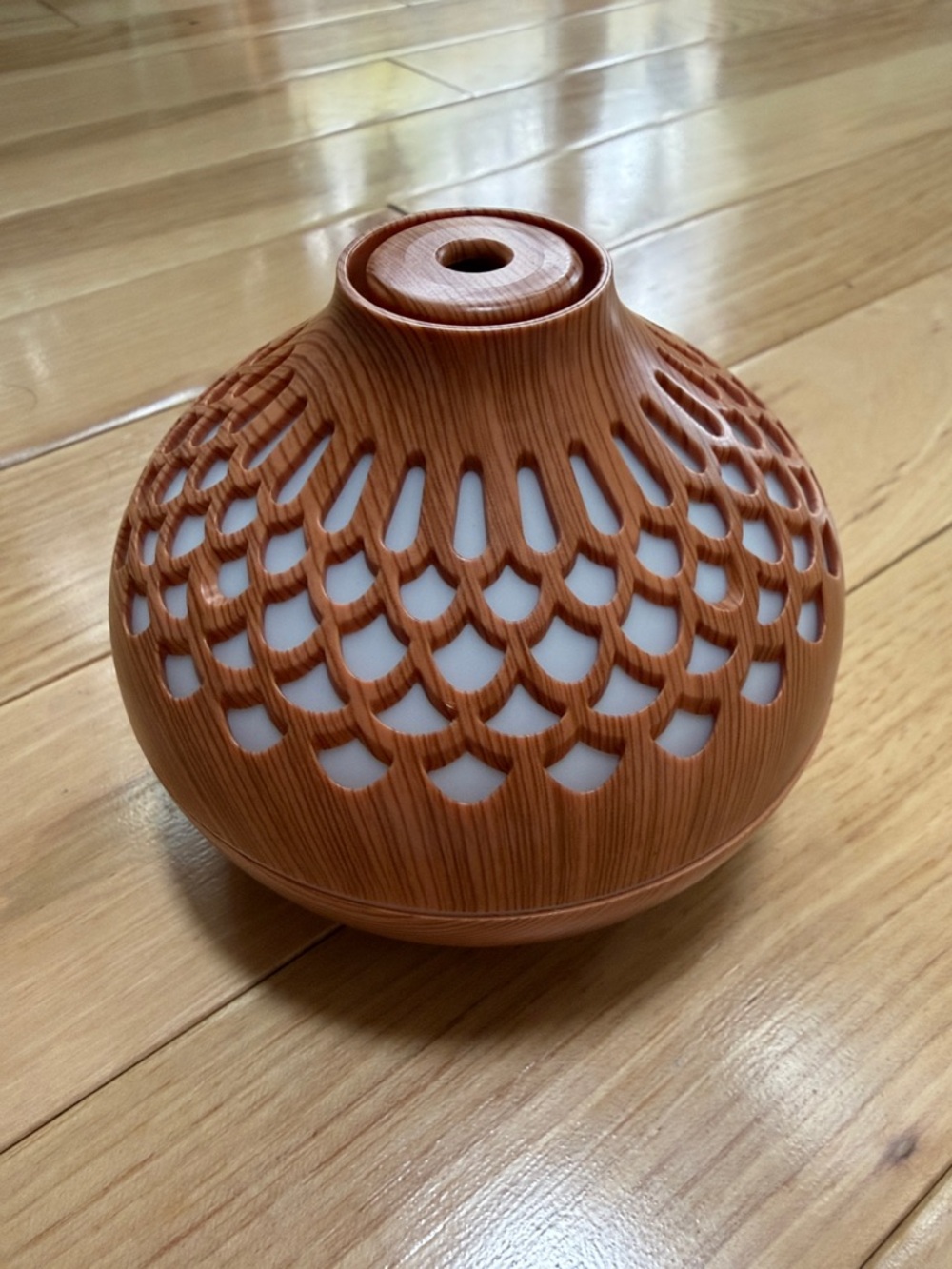 Compact Wood Look Flower Humidifier - Portable USB Diffuser